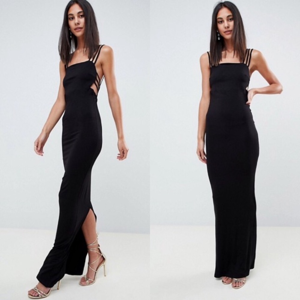 ASOS Tall Strappy Cage Black Maxi Dress